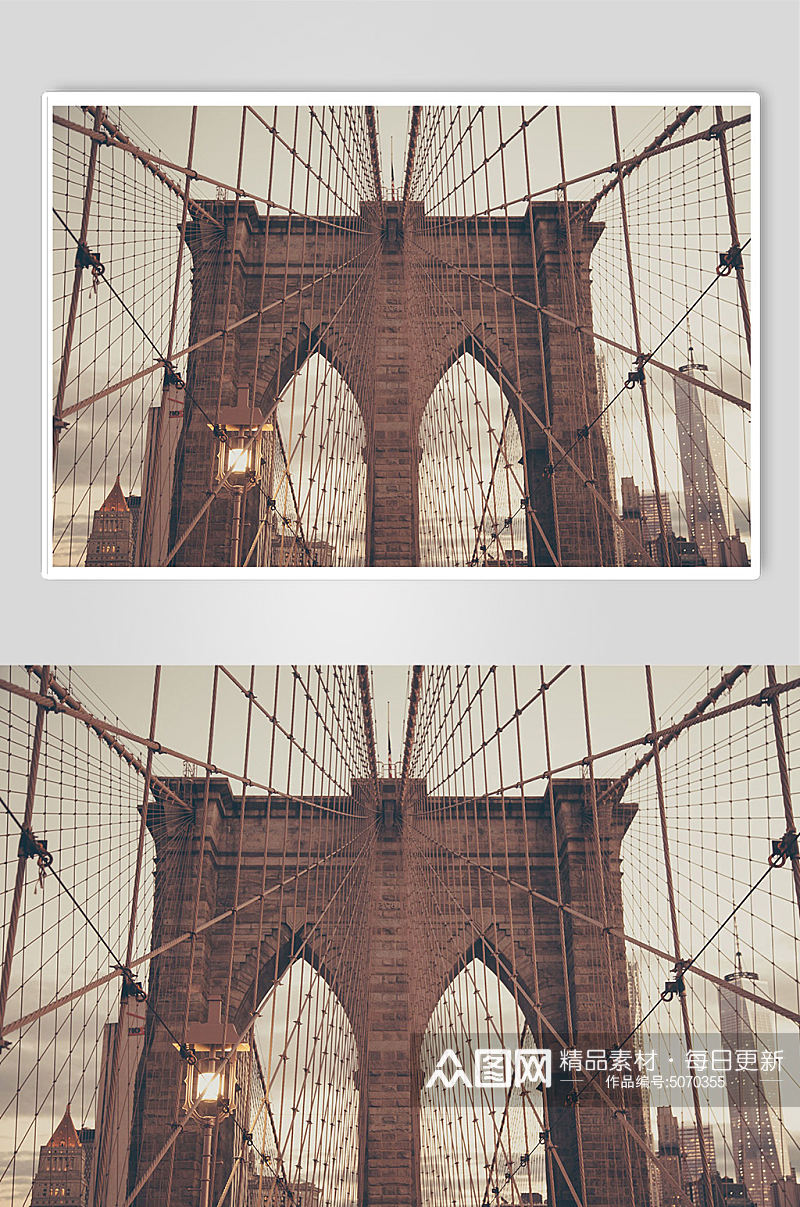 钢丝铁索桥梁立交桥道路光影立体摄影图片素材