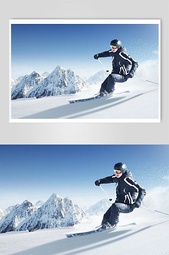 冬季冰雪运动高山滑雪体育锻炼摄影图片