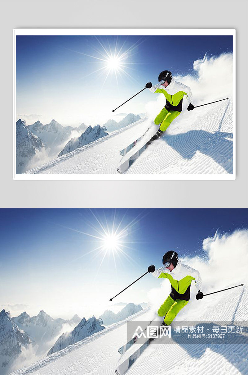 冬季冰雪运动高山滑雪体育锻炼摄影图片素材