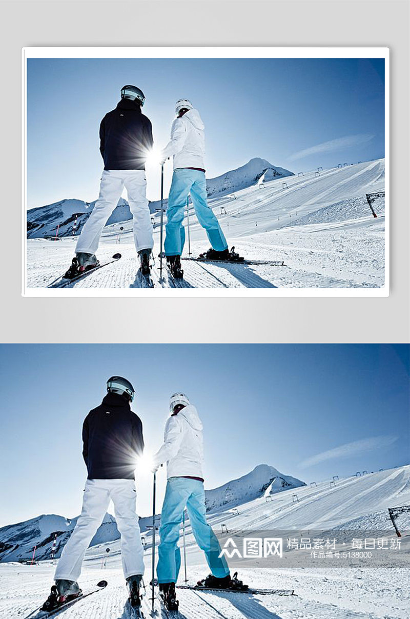 山地冬季冰雪运动高山滑雪体育锻炼摄影图片素材