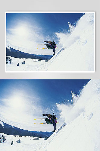 冬季冰雪运动高山滑雪体育锻炼摄影图片