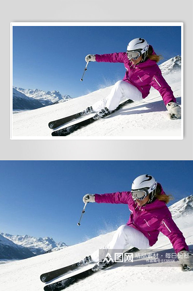 冬季冰雪运动高山滑雪体育锻炼摄影图片素材