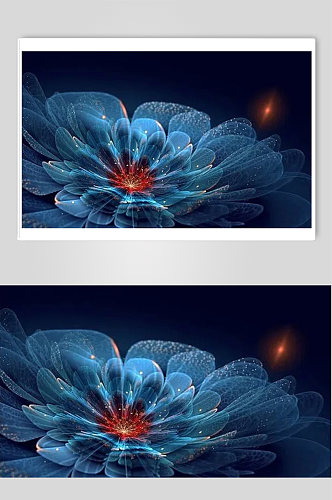 蓝色透明花瓣艺术光学数字艺术图片