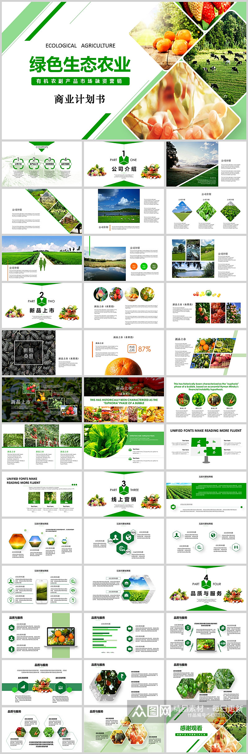 绿色生态农业商业投资商业计划书模板素材