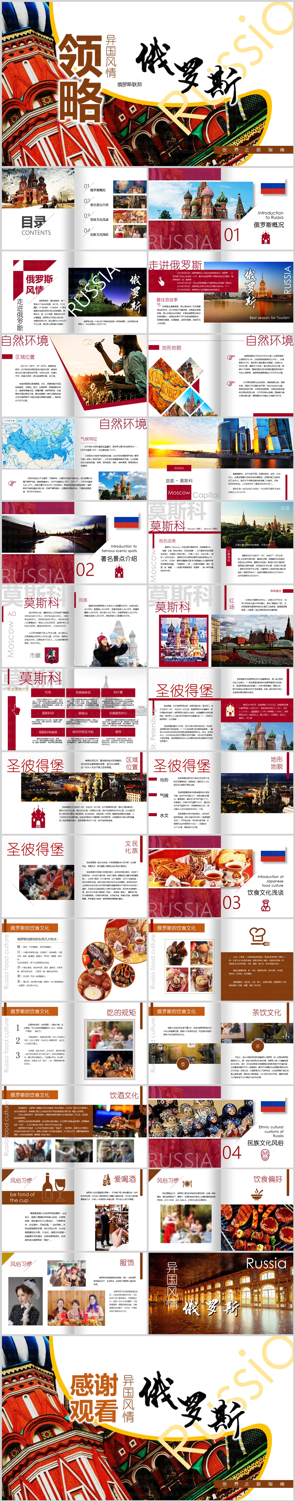 领略异国风情之旅游指南俄罗PPT素材