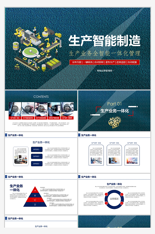 磨砂风生产业务全流程智能一体化管理PPT-众图网