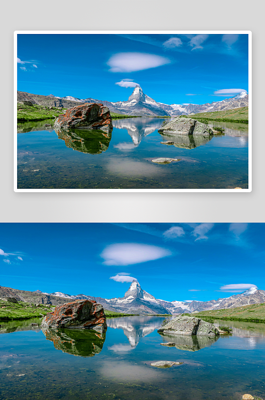 瑞士乡村草地瑞士风土人情野湖水-众图网