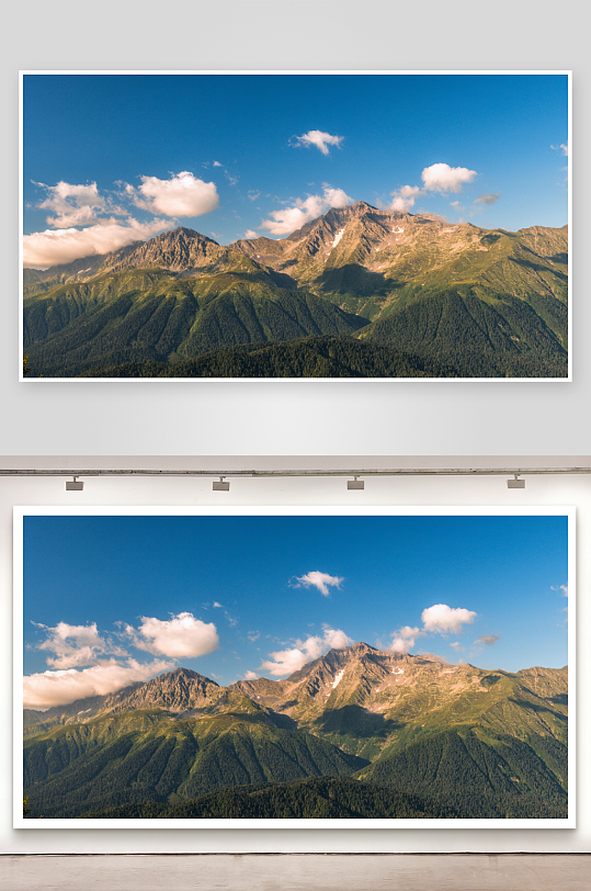 山峰高山峻岭险峻山峰烟雾山脉白云蓝天-众图网