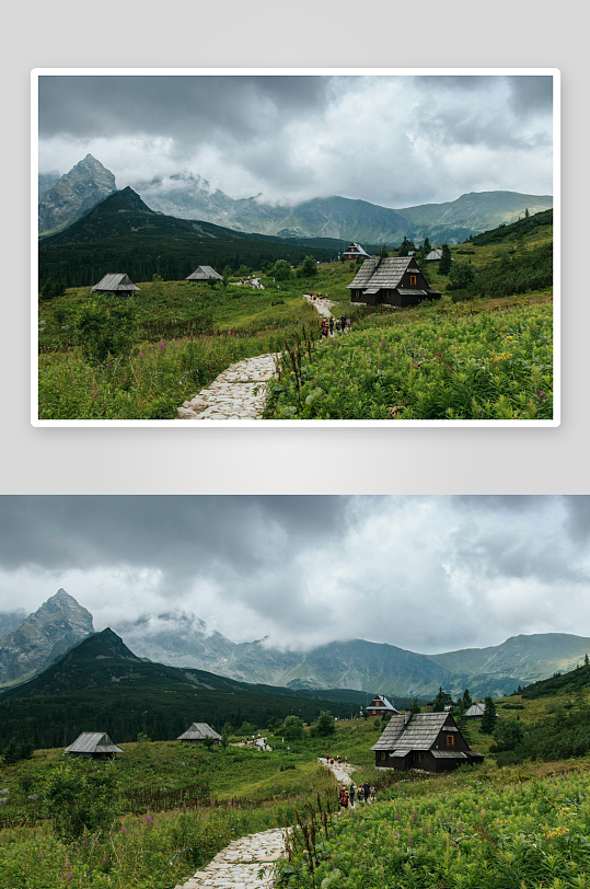 山峰高山峻岭险峻山峰烟雾山脉白云蓝天-众图网