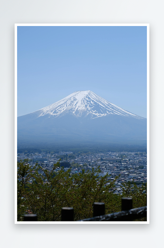 富士山山峰高山峻岭险峻山峰山脉白云蓝天-众图网