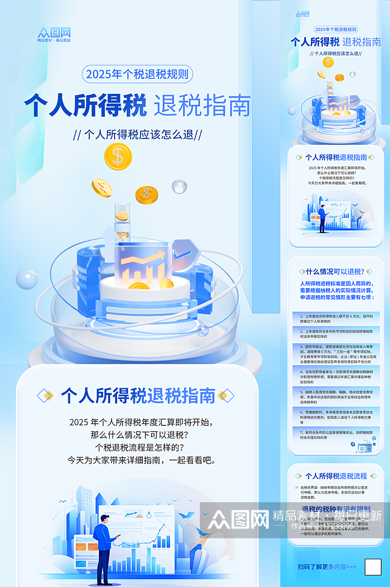 个人所得税个税退税规则金融海报素材下载-众图网