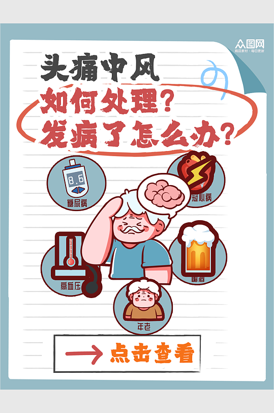 医疗疾病知识科普小红书封面海报-众图网