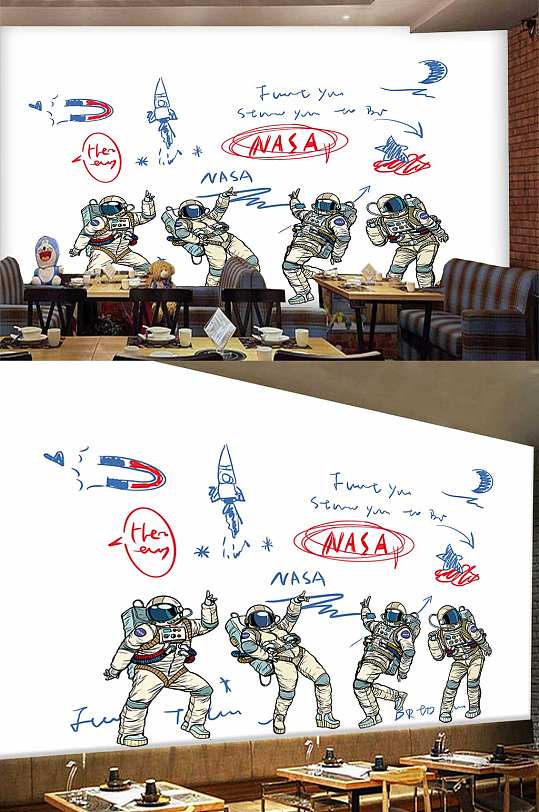 动漫太空人背景墙-众图网