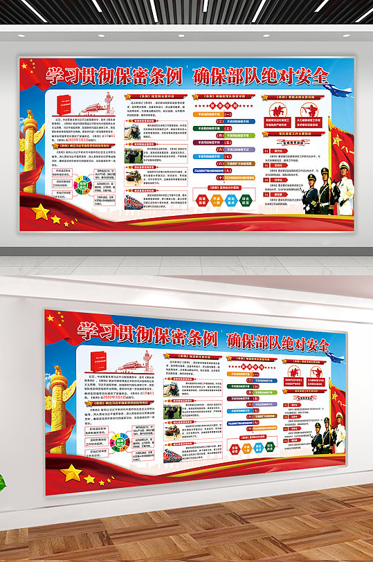 2020最新军队保密条例 保密法治意识宣传展板