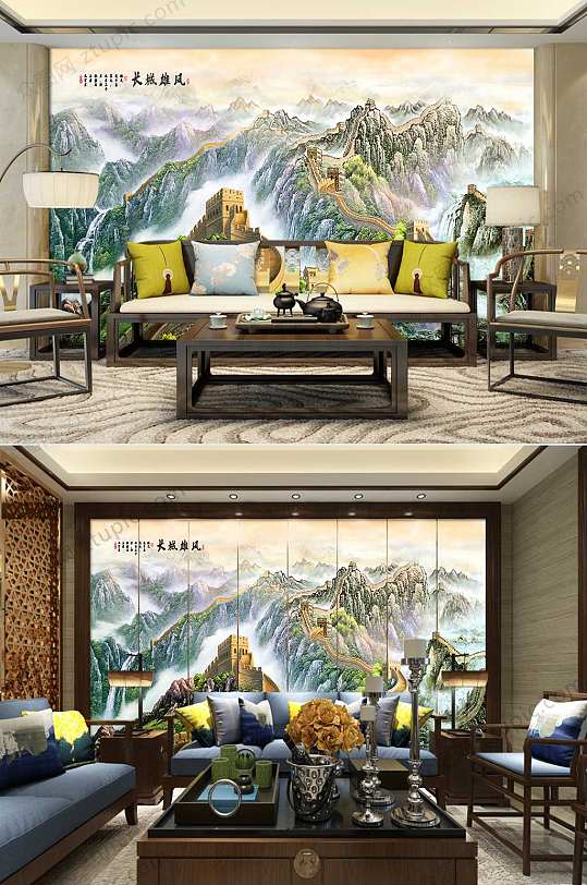 中堂画万里长城-众图网