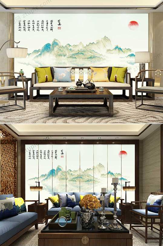 新中式山水背景-众图网