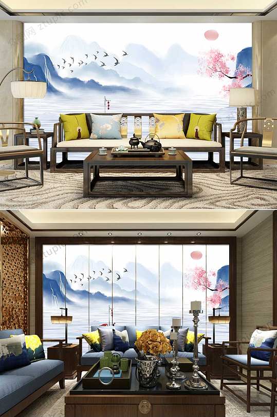 新中式意境山水画-众图网