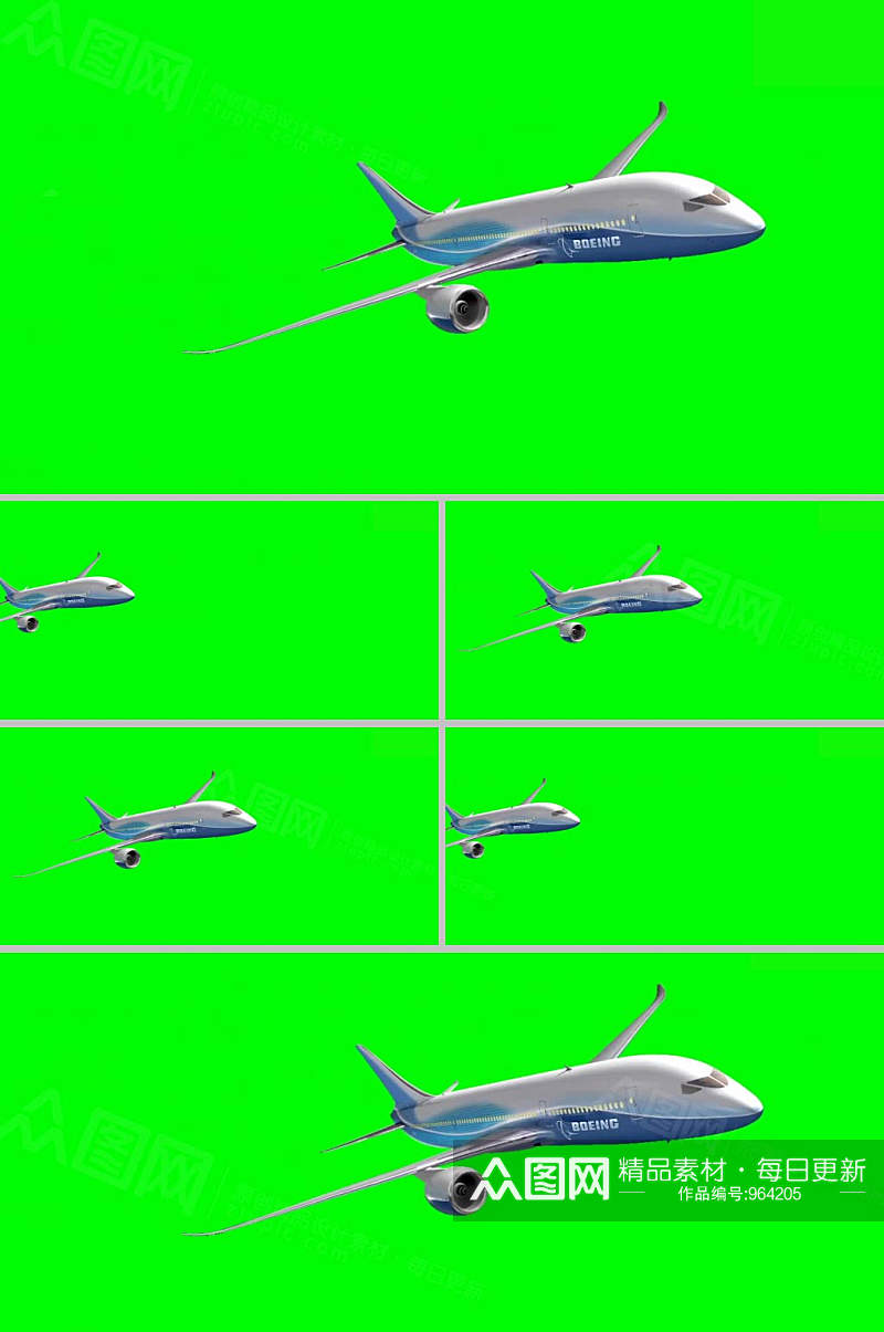 抠像客机飞机飞过展示合成视频素材