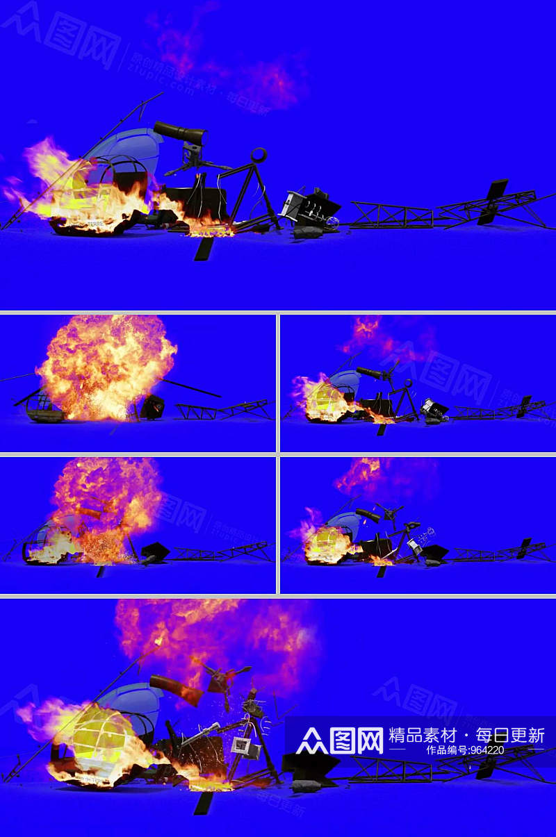 抠像素材飞机坠楼爆炸合成视频素材