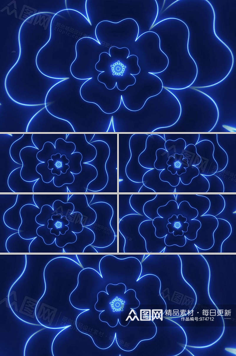 炫酷蓝色粒子花朵效果展示舞台背景视频素材