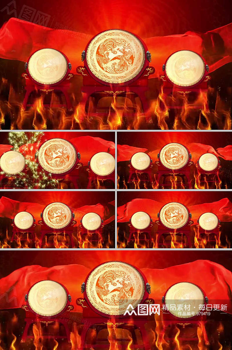 红色春节年会音乐舞台led视频素材