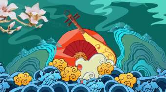 中国风格剪纸年会春节舞台视频-众图网