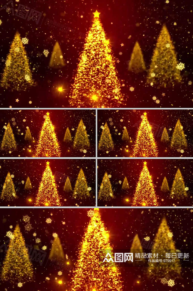金色粒子圣诞树展示led视频素材