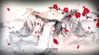 荷花水墨中国风格背景视频-众图网