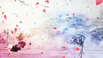 中国风格花瓣掉落大气舞台视频.mp4-众图网