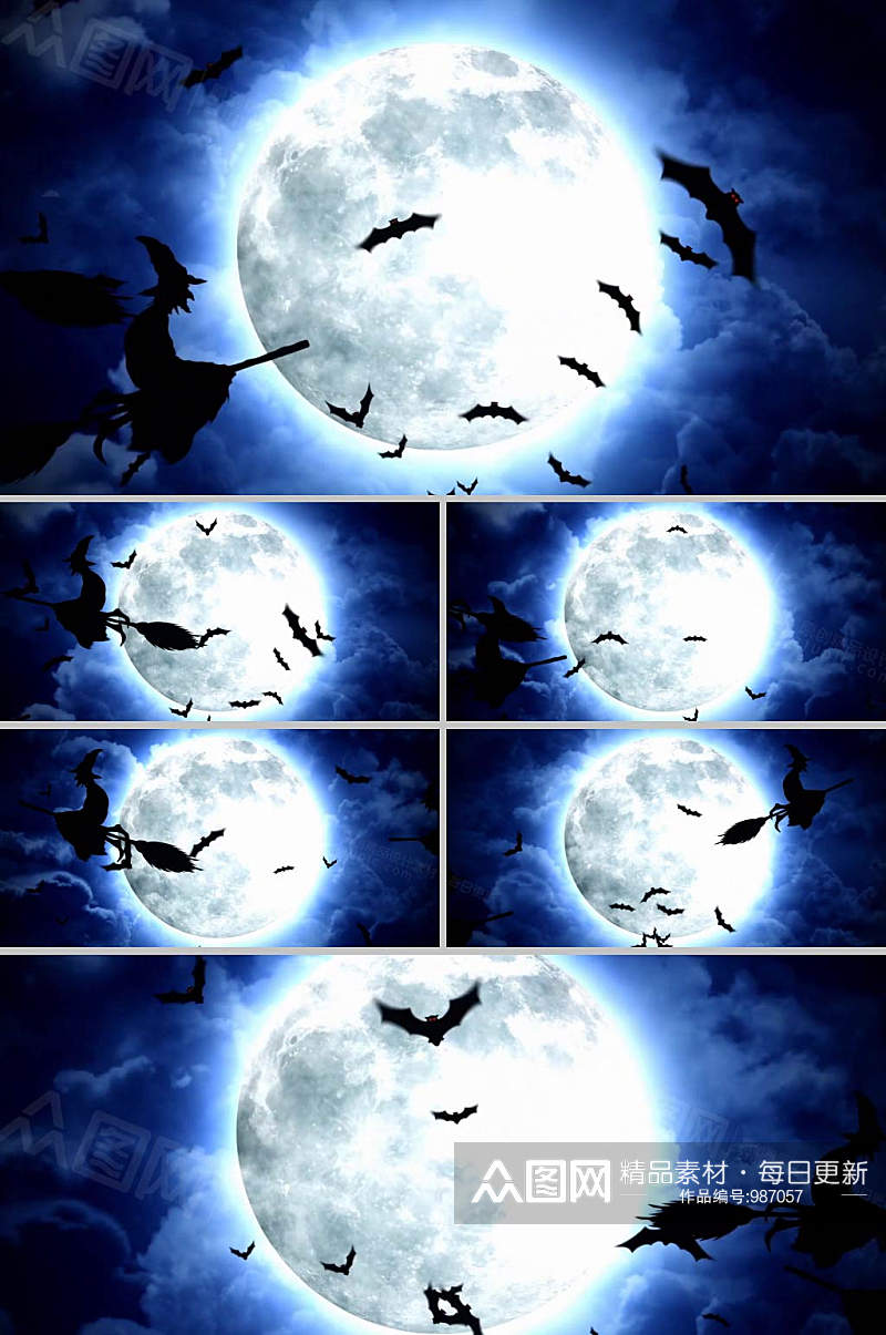 月亮蝙蝠飞舞恐怖背景视频素材