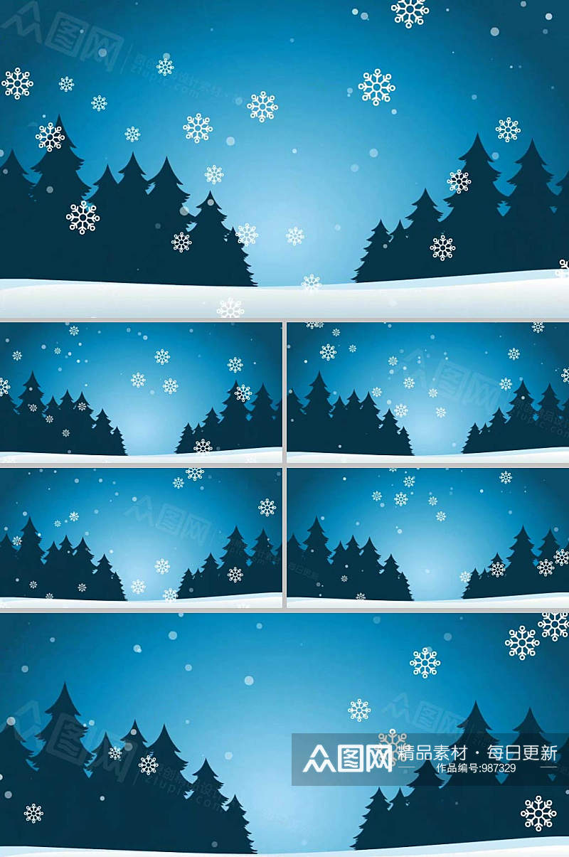 雪景下雪背景景色视频素材