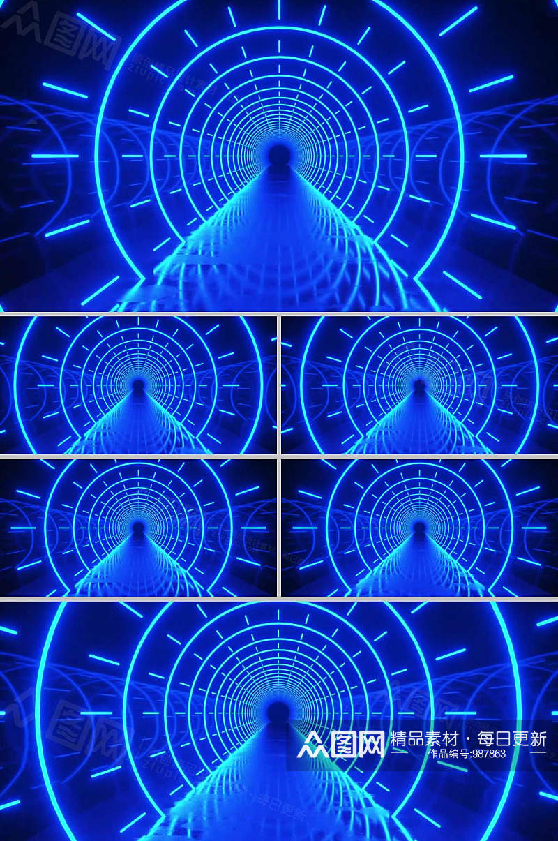 蓝色科技隧道企业宣展示视频素材