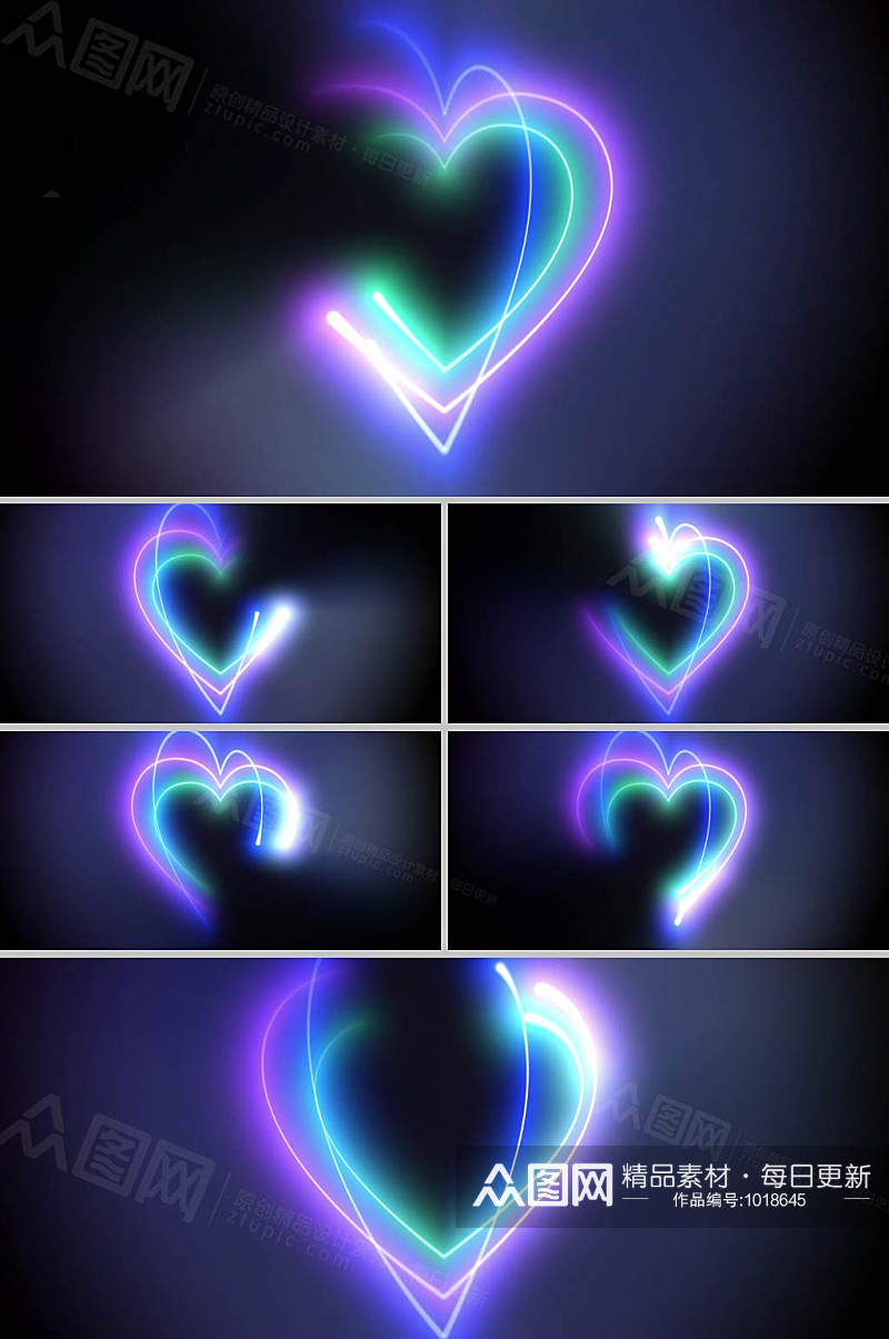 粒子线条爱情爱心闪烁背景led视频素材