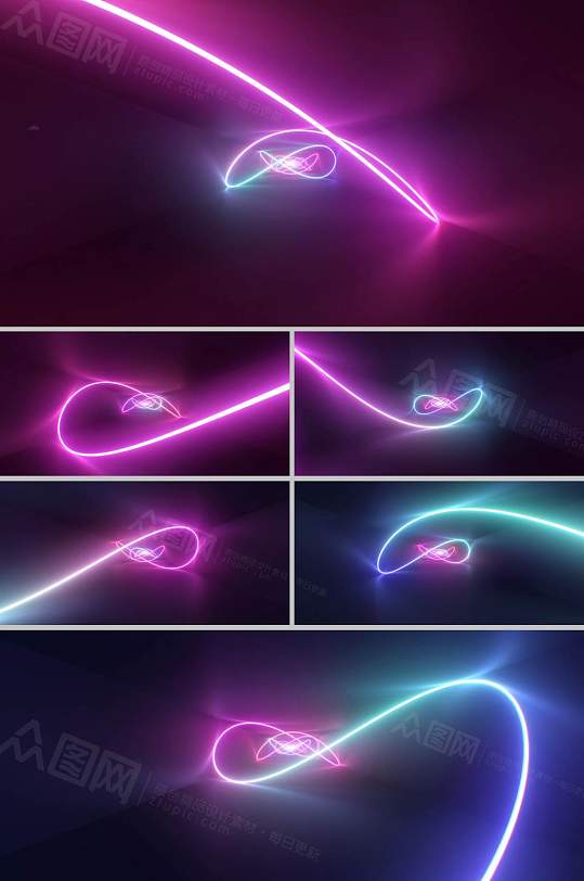 五彩粒子线条动态舞台音乐背景视频-众图网