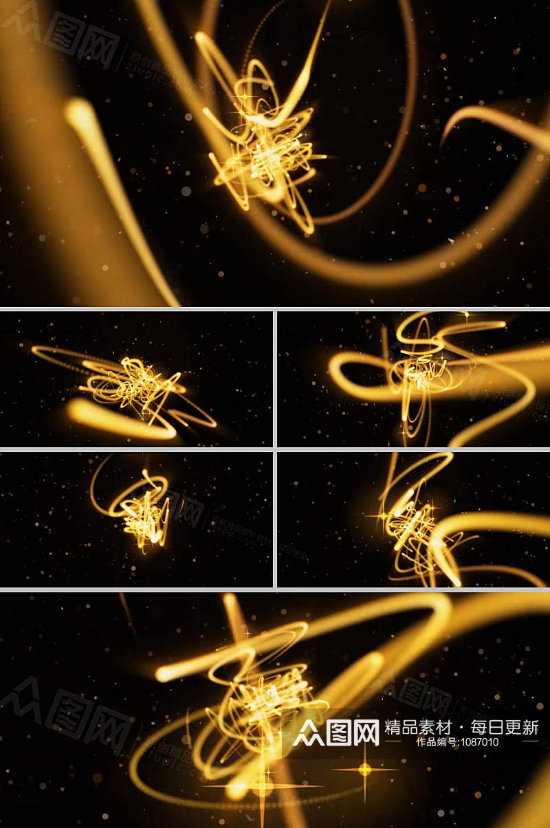 金色粒子线条动态展示led视频素材