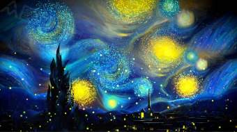 油画粒子星空背景动态视频-众图网