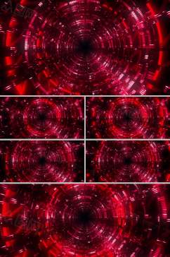 红色粒子隧道穿越大气背景视频