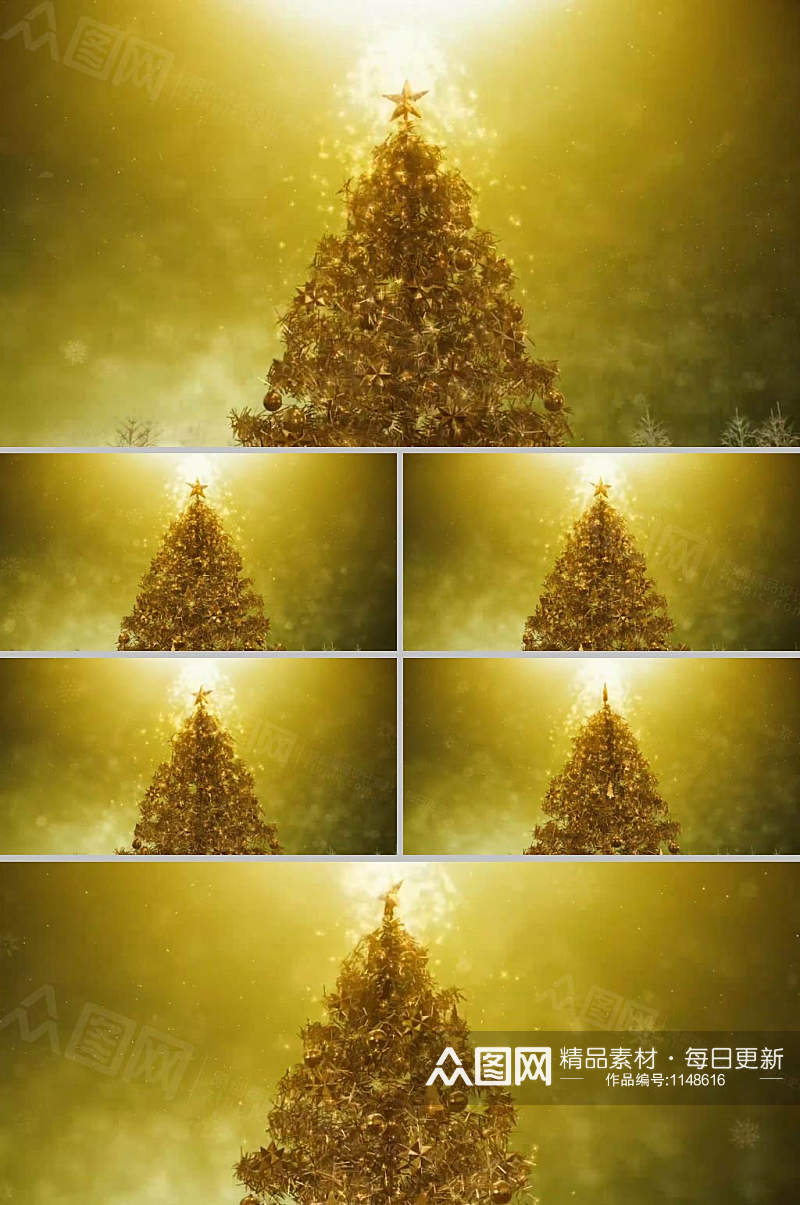 唯美金色圣诞节圣诞树视频素材