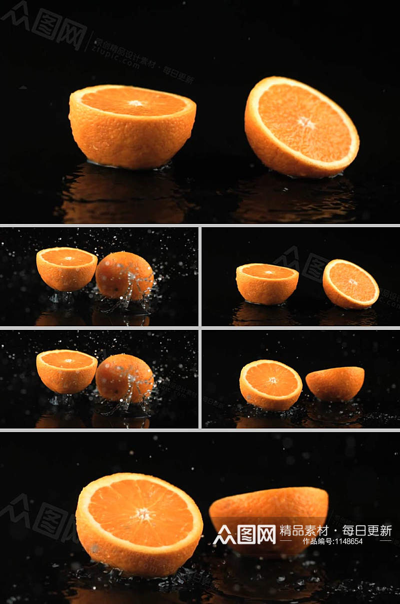 实拍慢镜头橙子掉落展示视频素材