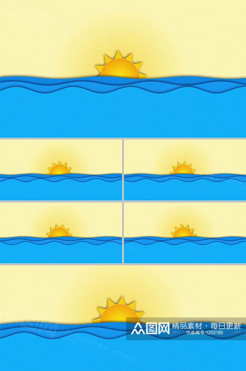 卡通动画太阳水面视频素材