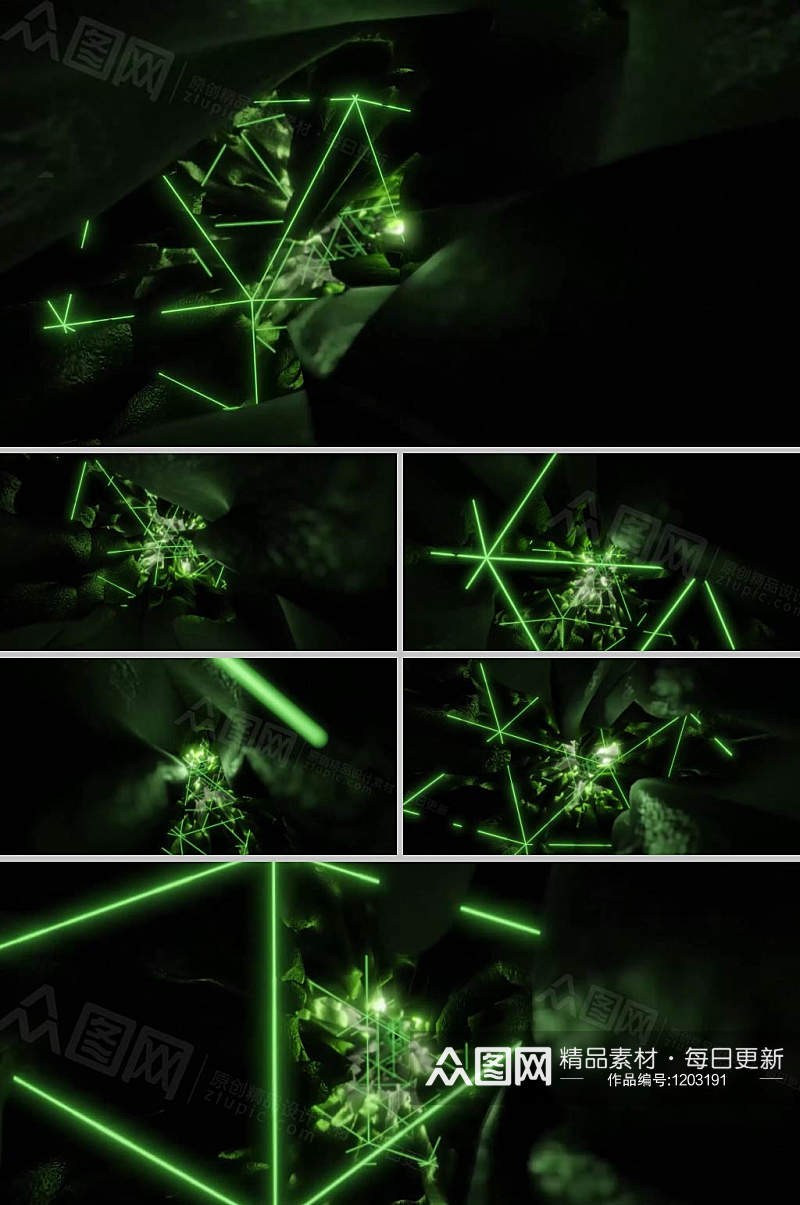 绿色粒子隧道穿越dj音乐背景视频素材