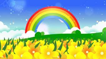 卡通动画彩虹花朵背景led视频-众图网