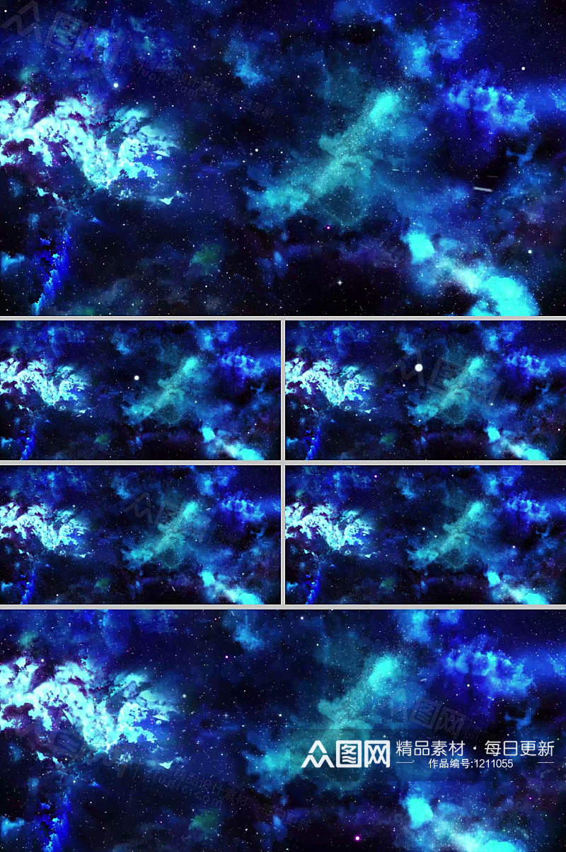 梦幻蓝色粒子星空动态背景视频素材