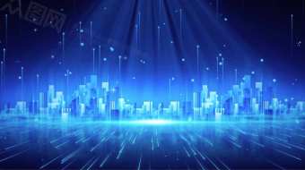 科技城市蓝色粒子背景视频-众图网