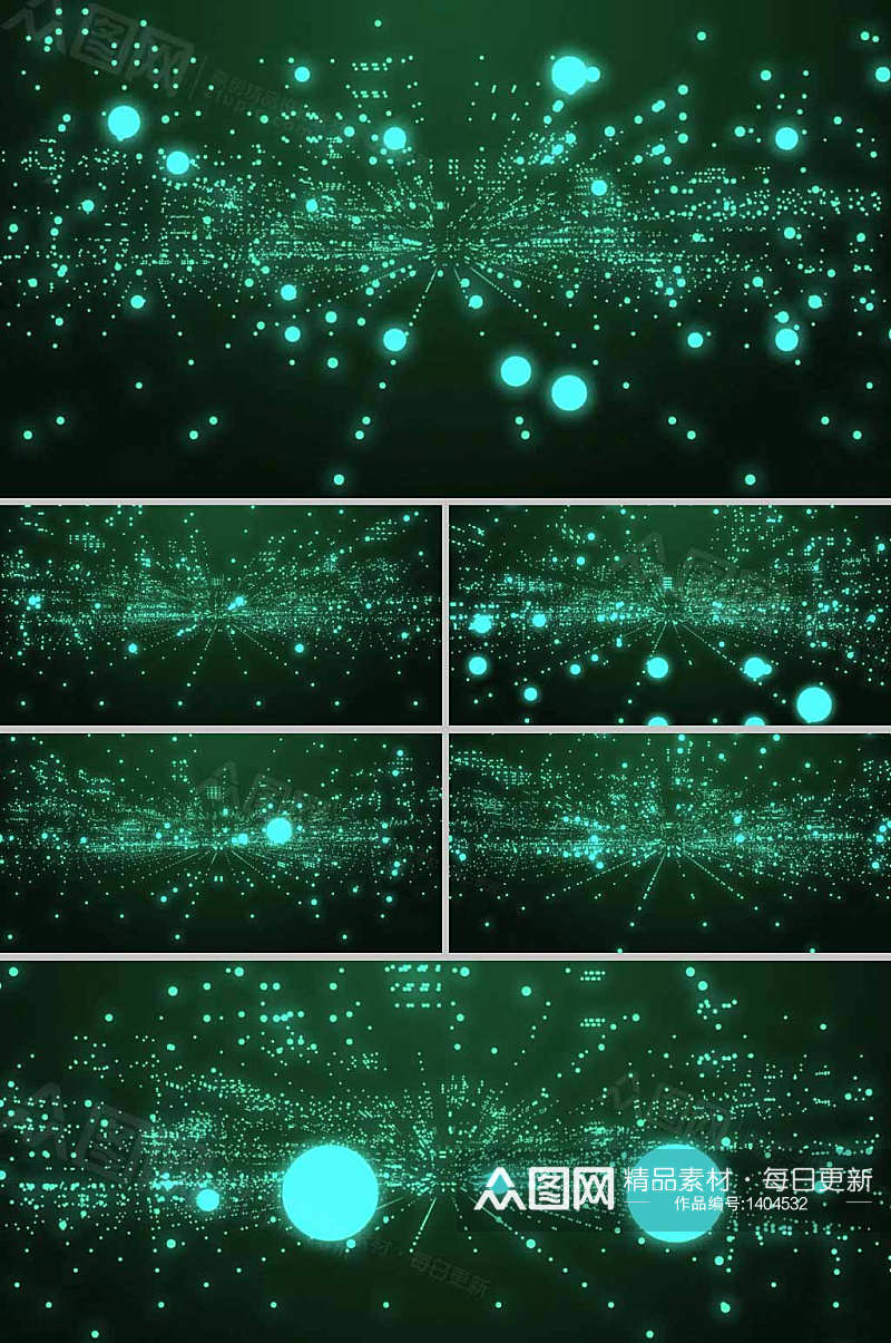 梦幻绿色粒子动态科技背景视频素材