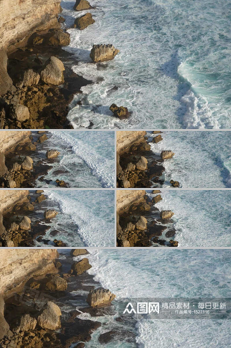 实拍海边海浪水流视频素材