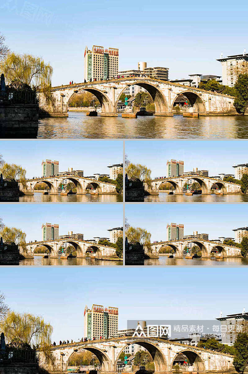 杭州拱宸桥人流延时摄影素材