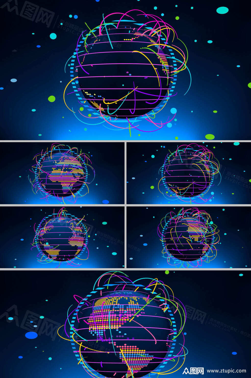五彩缤纷科技星球背景led视频