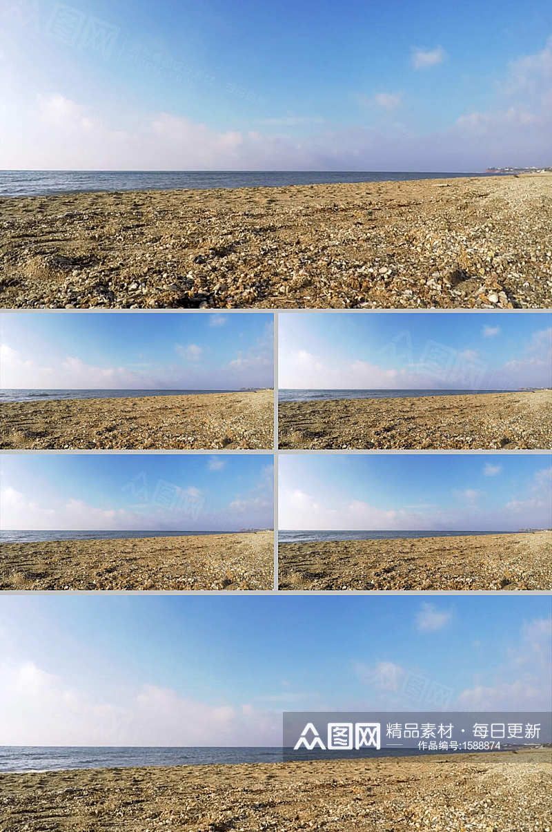 实拍海边沙滩海水景色视频素材
