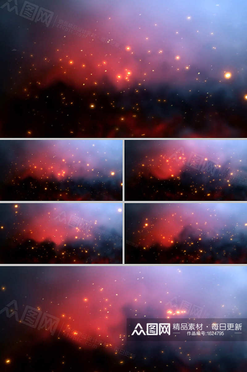 红色粒子动态燃烧效果背景视频素材